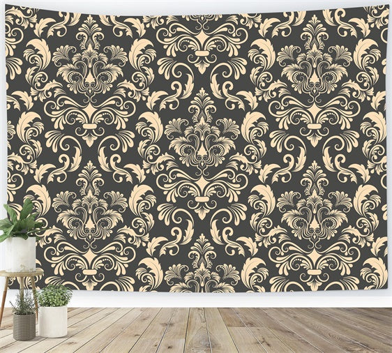 Toile de fond Damassé Élégant Beige,Floral Orné BRP12-612