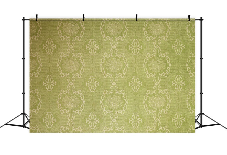 Toile de fond Photographie Damassé Médaillon Floral Vert BRP12-613