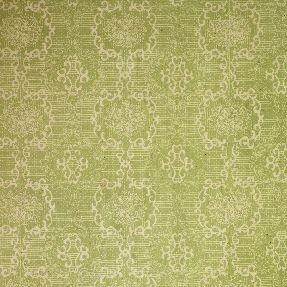 Toile de fond Photographie Damassé Médaillon Floral Vert BRP12-613