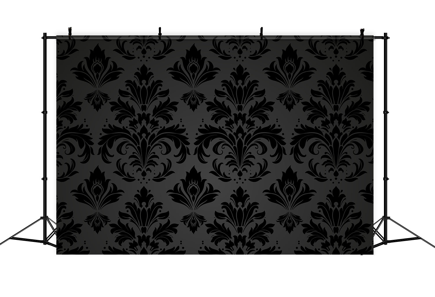 Toile de fond Damassé Luxueux Noir Gris Floral BRP12-628