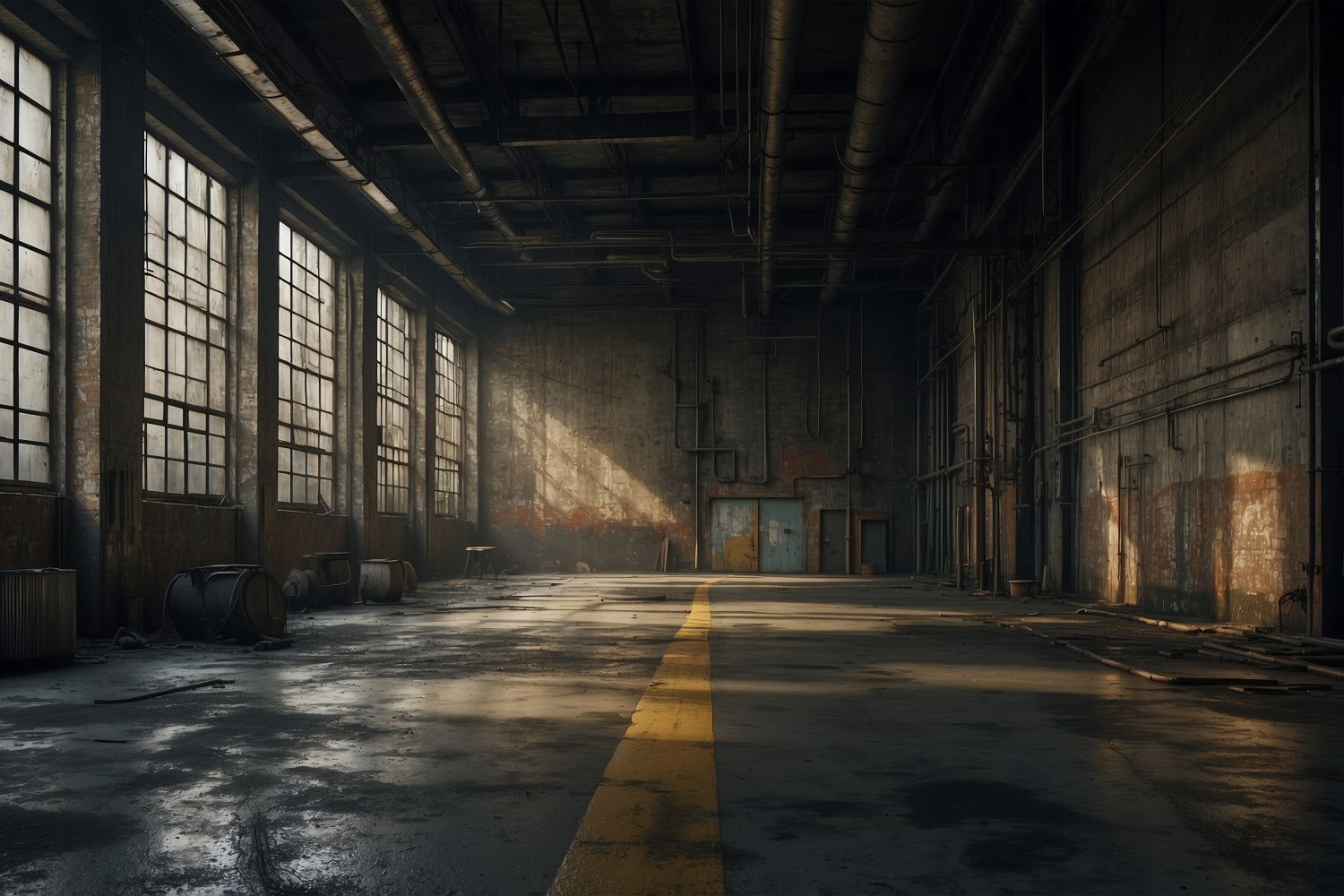 Toile de fond Architecture Usine Abandonnée Fenêtres BRP12-665