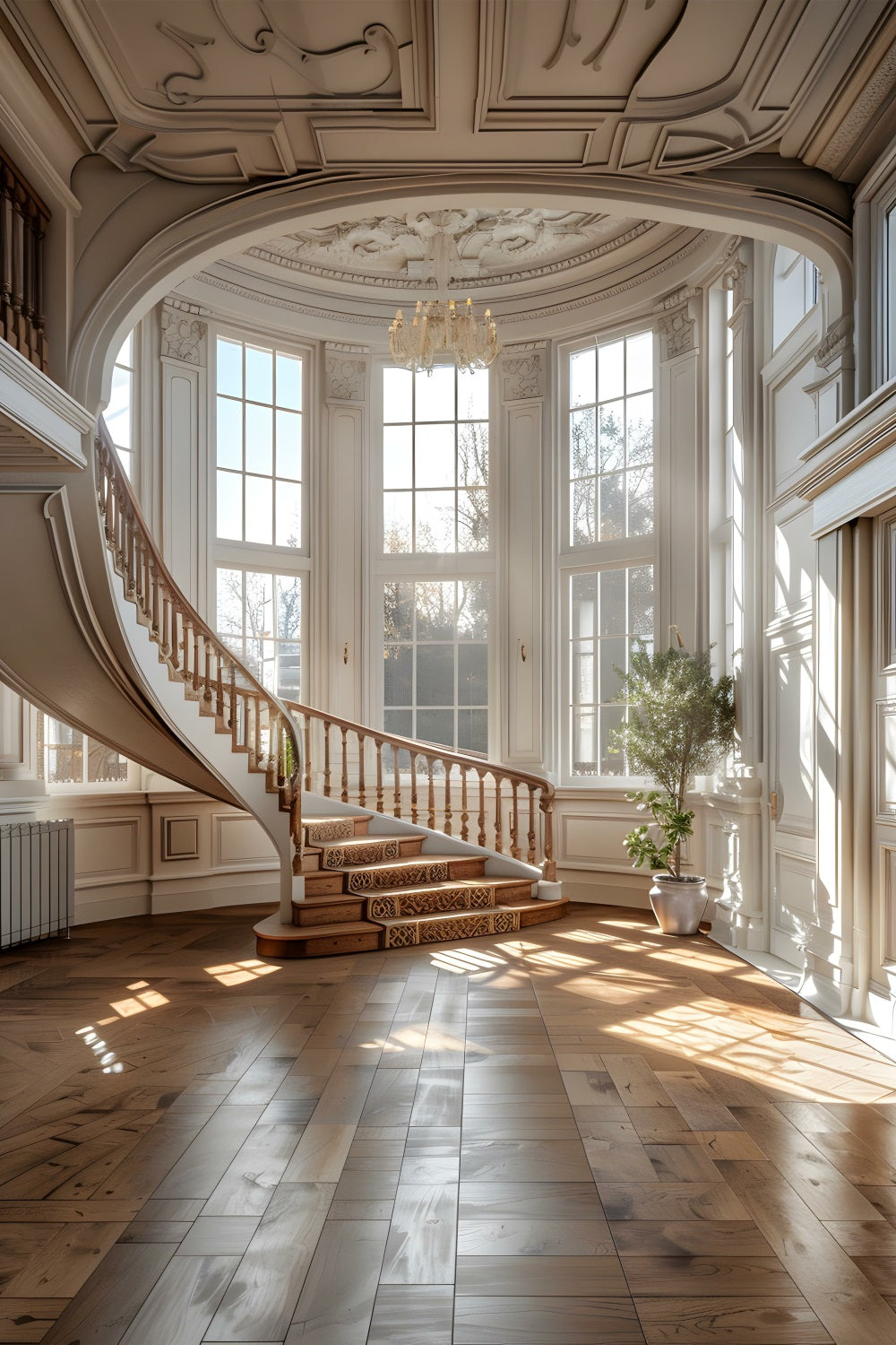 Toile de fond Architecture Escalier de Manoir Éclairé par le Soleil BRP12-671