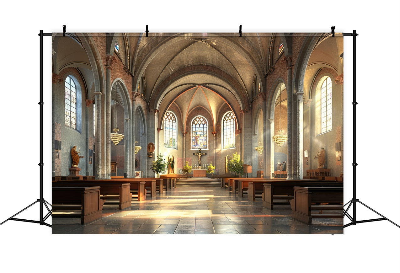 Toile de fond Église Atmosphère Sacrée Intérieur Ensoleillé BRP12-712