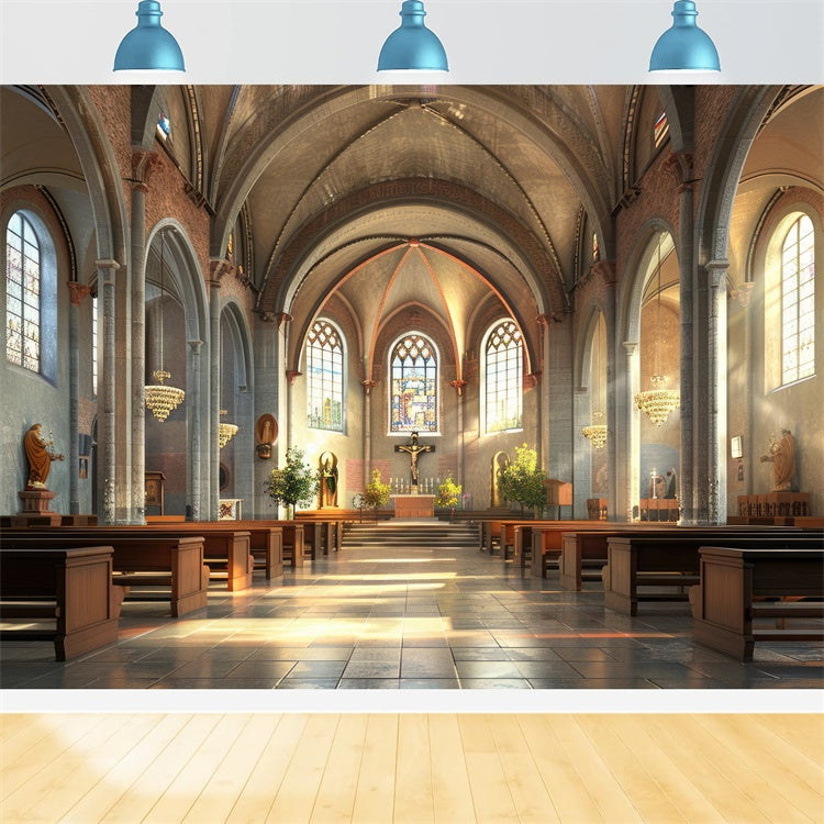 Toile de fond Église Atmosphère Sacrée Intérieur Ensoleillé BRP12-712