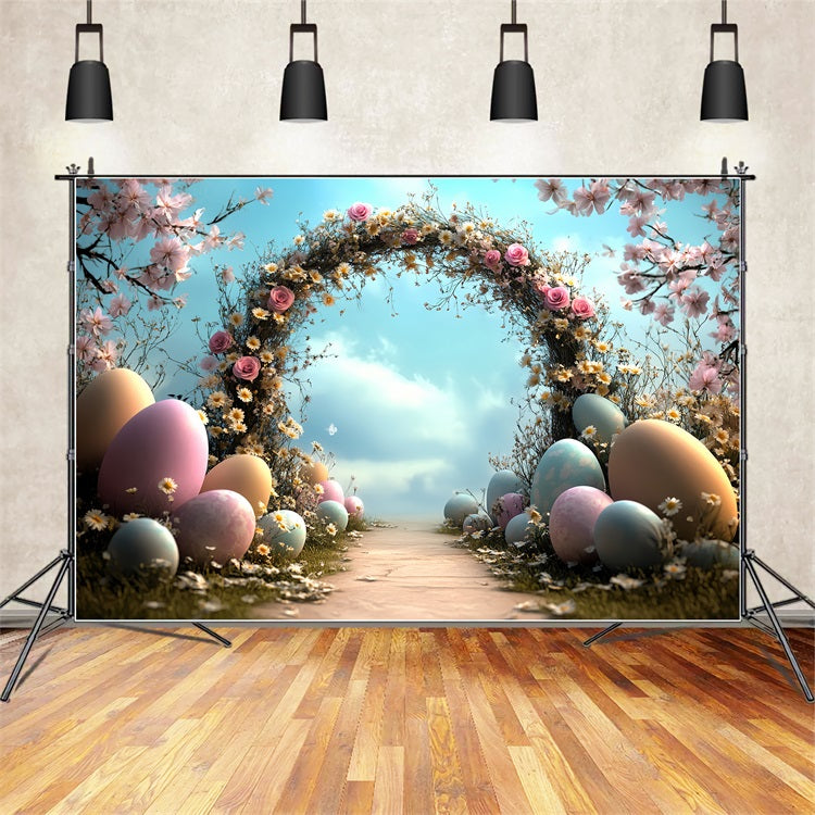 Toile de fond Pâques Arche Printanière Enchantée Œufs BRP12-723