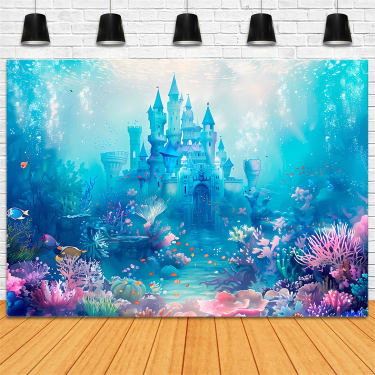 Toile de fond Sirène Château Enchanté Vie Marine Vibrante BRP12-74