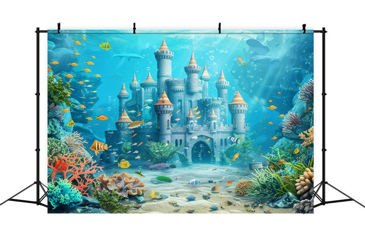 Toile de fond DIY Sirène Château Sous-Marin Majestueux Poissons BRP12-75