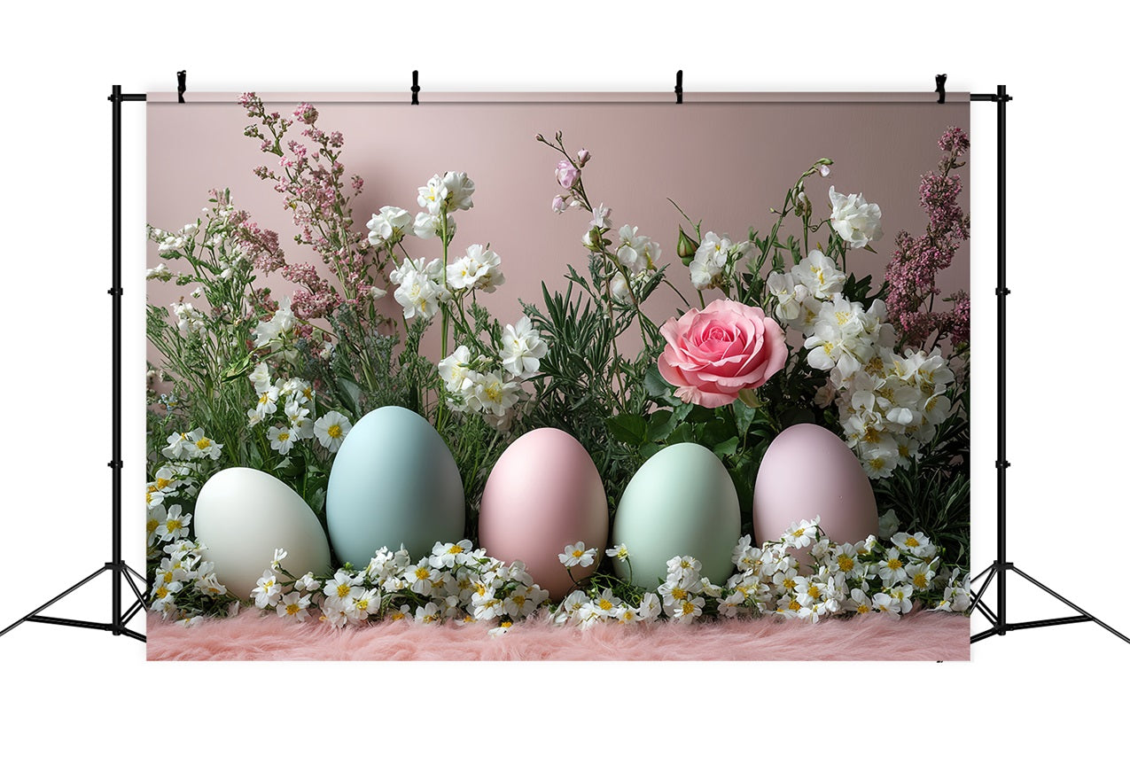 Fond Photo Pâques Fleurs Pastel Œuf Rangée BRP12-750