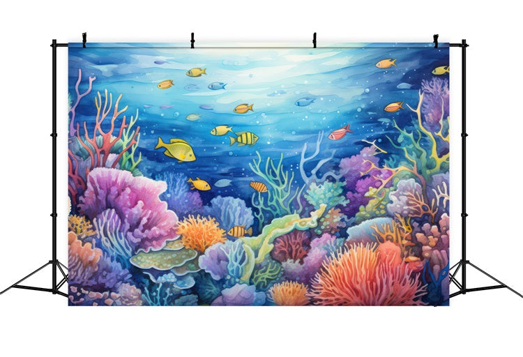 Toile de fond Sirène Idées Jardin Corail Poissons Tropicaux BRP12-76