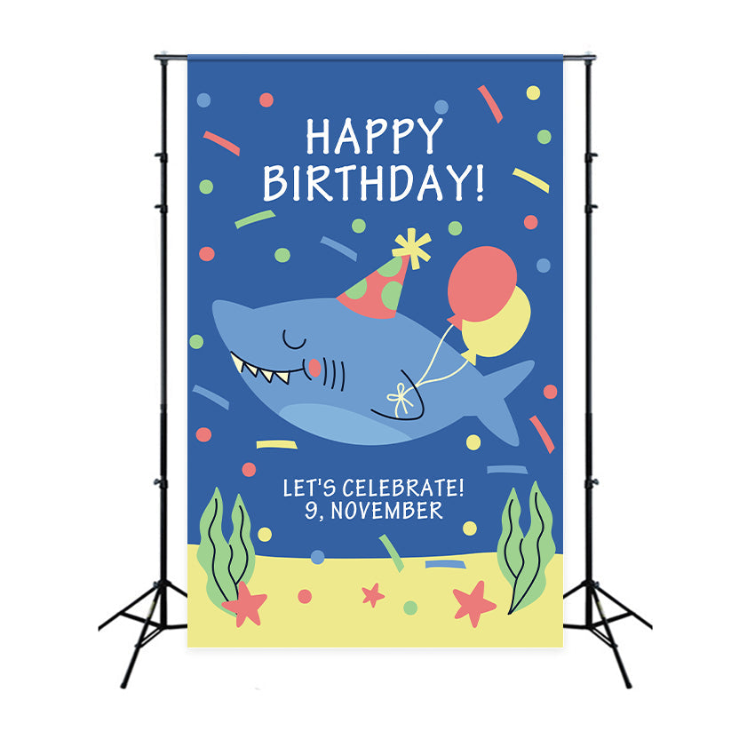 Toile de fond Anniversaire Personnalisable Requin Sourire Photographie BRP2-106