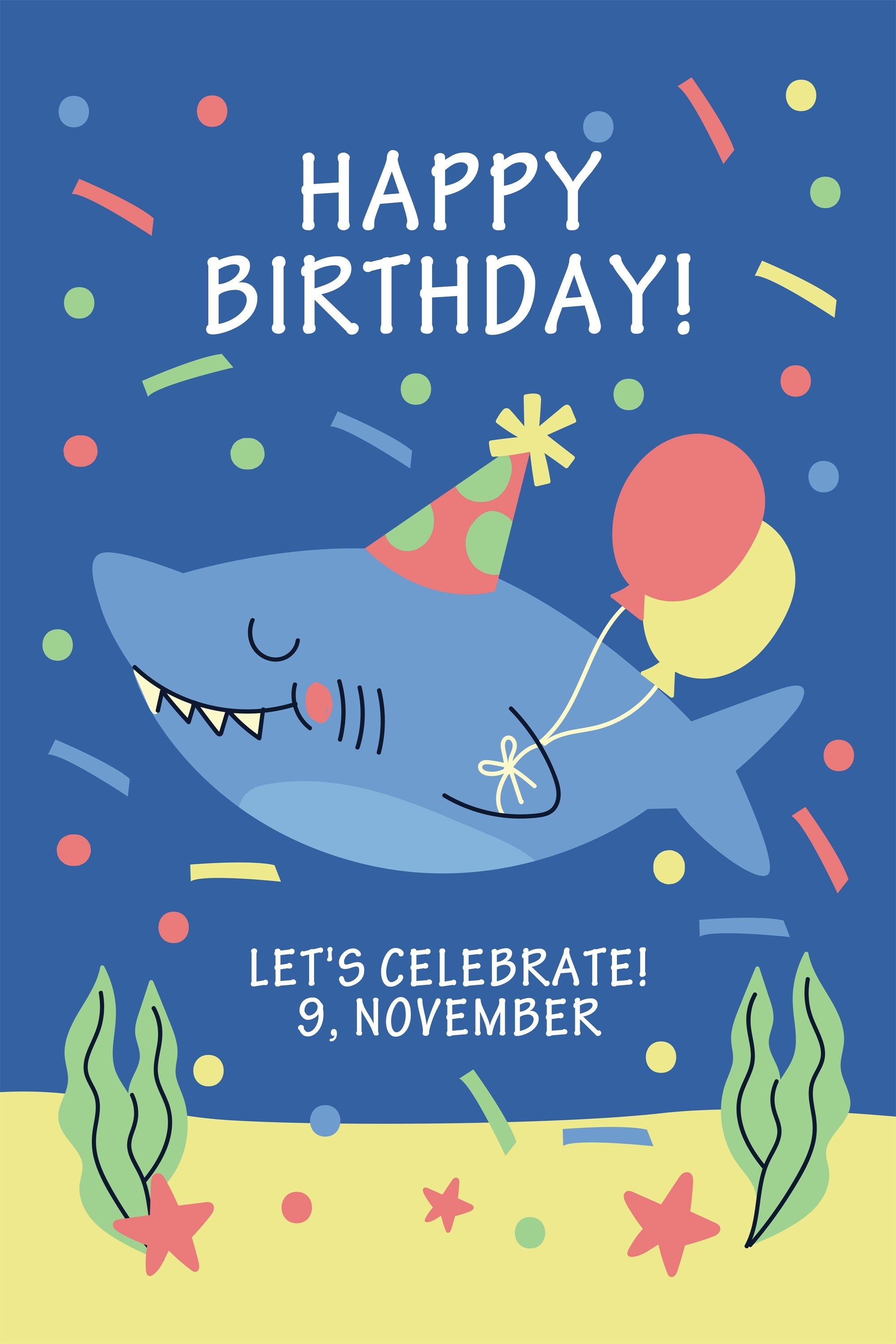 Toile de fond Anniversaire Personnalisable Requin Sourire Photographie BRP2-106