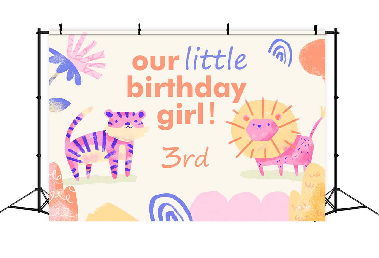 Toile de fond Anniversaire Personnalisable Jungle Amis Mignons BRP2-109