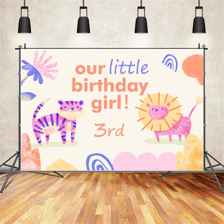 Toile de fond Anniversaire Personnalisable Jungle Amis Mignons BRP2-109