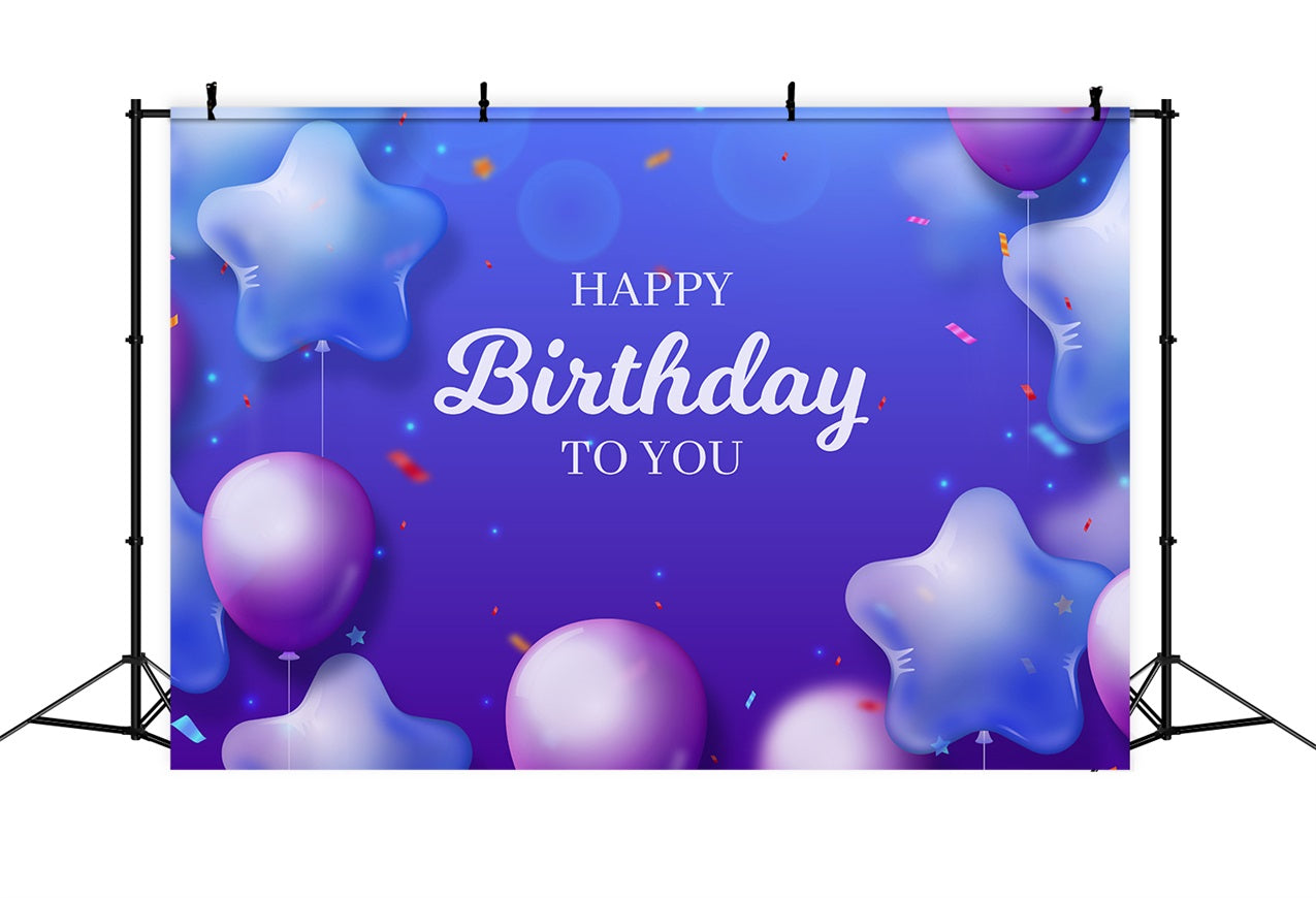 Toile de fond Anniversaire Personnalisable Ballon Étoile Violet BRP2-145