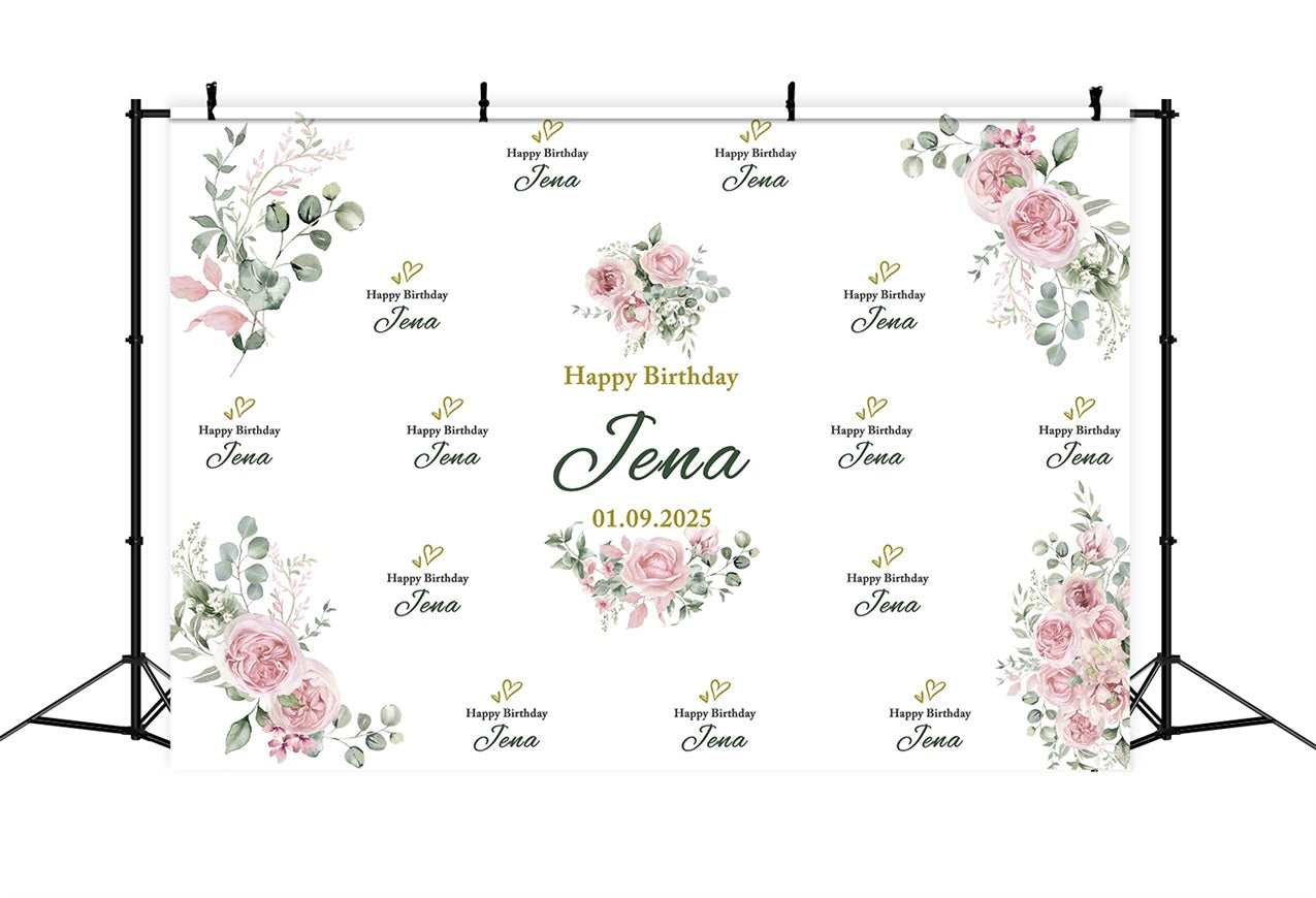 Toile de fond Anniversaire Personnalisable Jardin de Roses Romantique BRP2-148