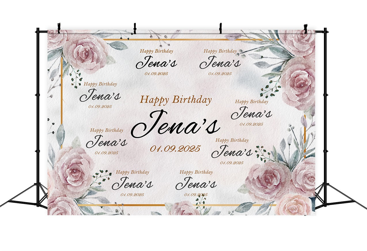 Toile de fond Anniversaire Personnalisable 21e Élégance Floral Célébration BRP2-149