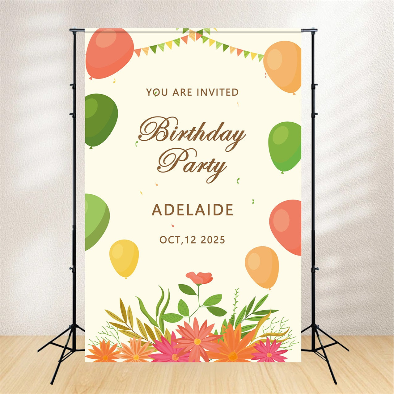 Toile de fond Anniversaire Personnalisable Ballon Coloré Adelaide BRP2-153