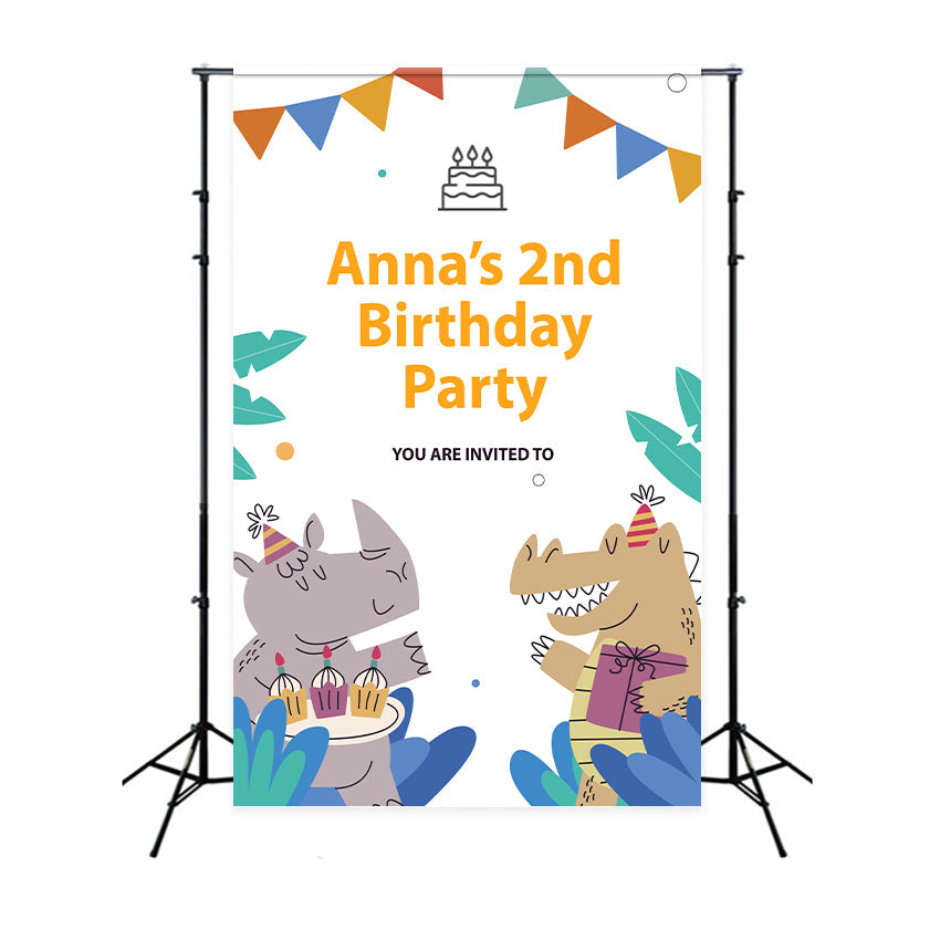 Toile de fond Anniversaire Personnalisable 2e Thème Animaux BRP2-154