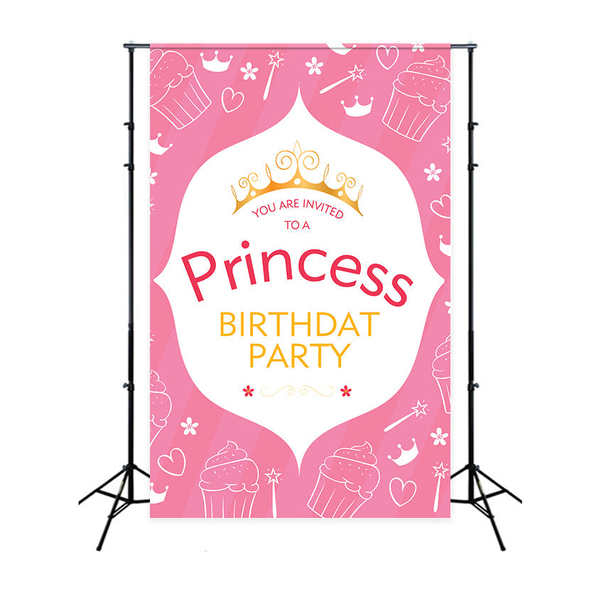 Toile de fond Anniversaire Personnalisable Couronne Rose Princesse BRP2-165