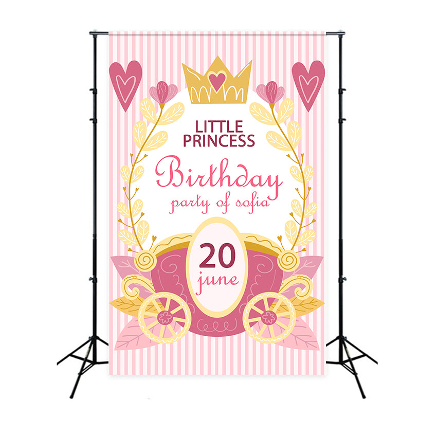 Toile de fond Anniversaire Personnalisable Couronne Rose Petite Princesse BRP2-166