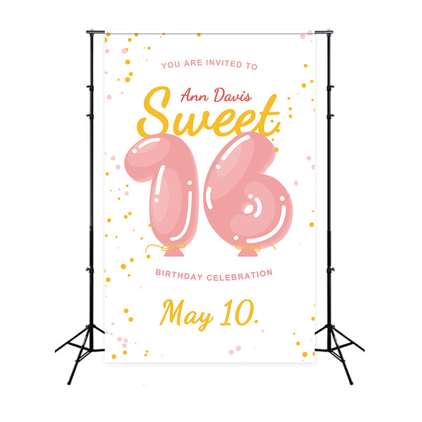 Toile de fond Deco Anniversaire Ballon Chiffre Sweet 16 BRP2-168