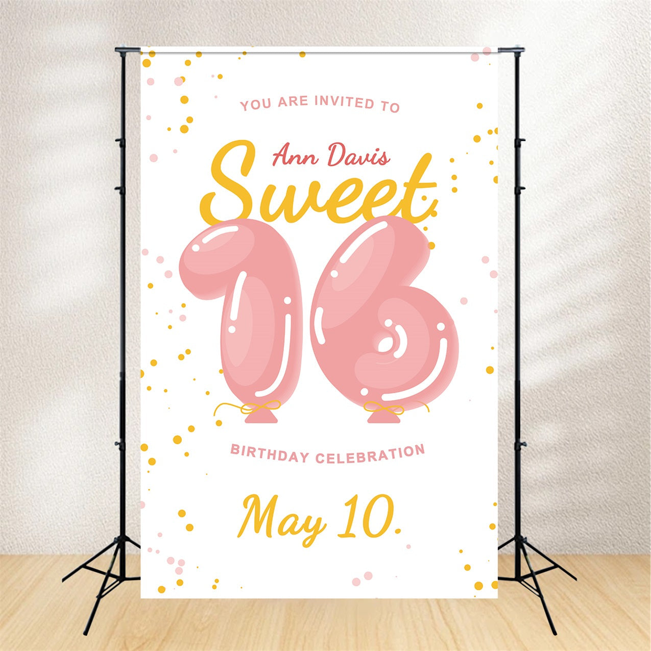 Toile de fond Deco Anniversaire Ballon Chiffre Sweet 16 BRP2-168