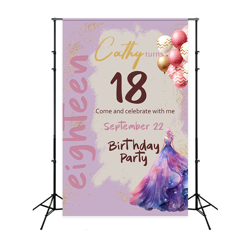 Toile de fond Anniversaire Personnalisable 18e Ballons Étincelants BRP2-169