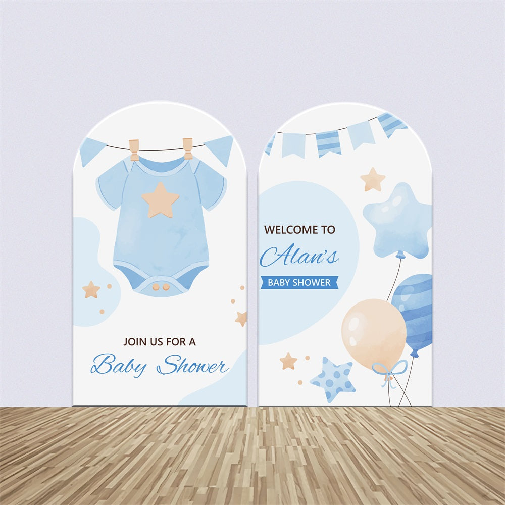 Kit de Toile de fond Arch Personnalisable Baby Shower Élégant Bébé Bleu BRP2-192