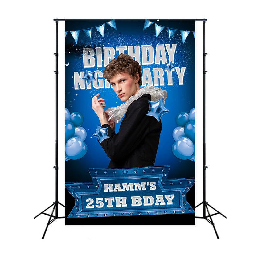 Toile de fond Anniversaire Personnalisable 25e Ballons Bleus BRP2-60