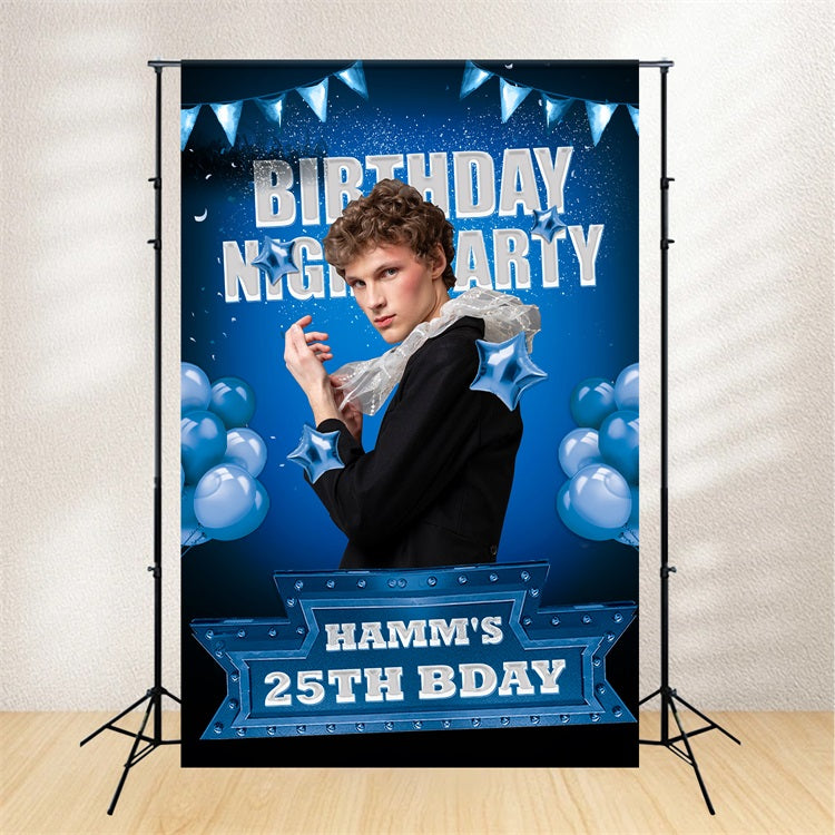 Toile de fond Anniversaire Personnalisable 25e Ballons Bleus BRP2-60