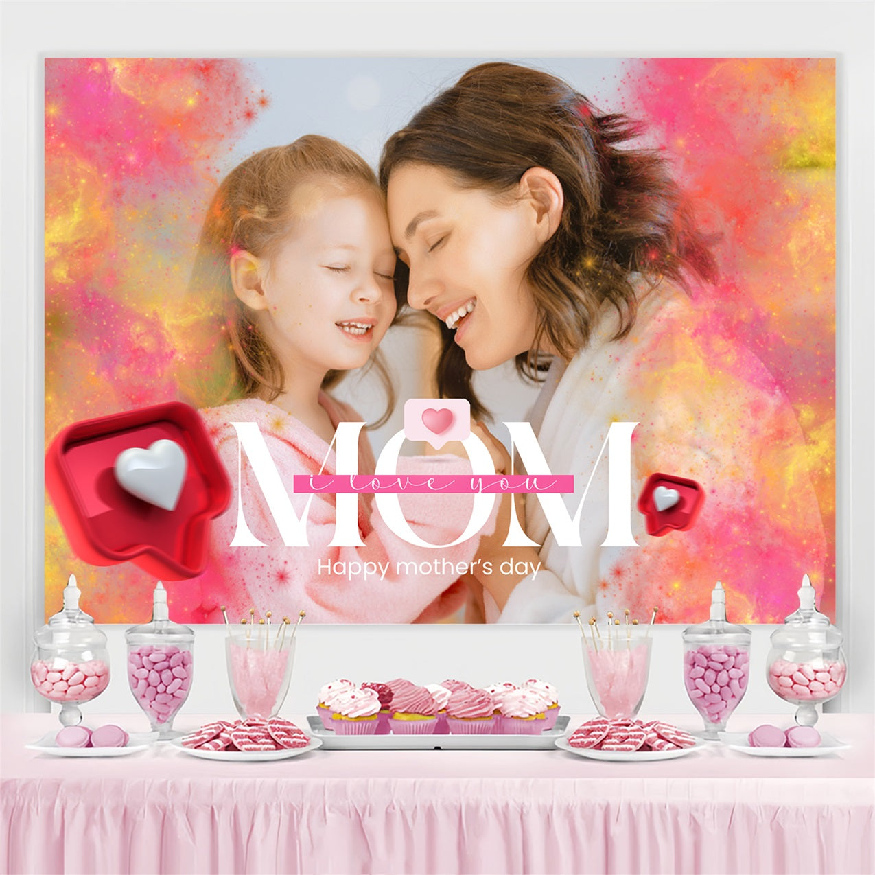 Toile de fond Fête des Mères Personnalisable Amour Couleurs Abstraites BRP3-140