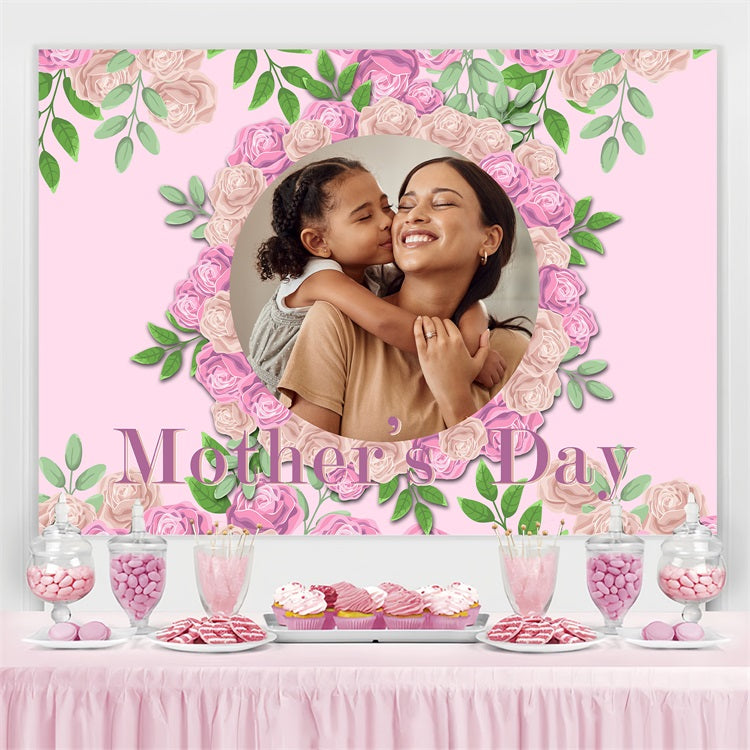 Toile de fond Fête des Mères Personnalisable Cadre Roses Roses BRP3-143