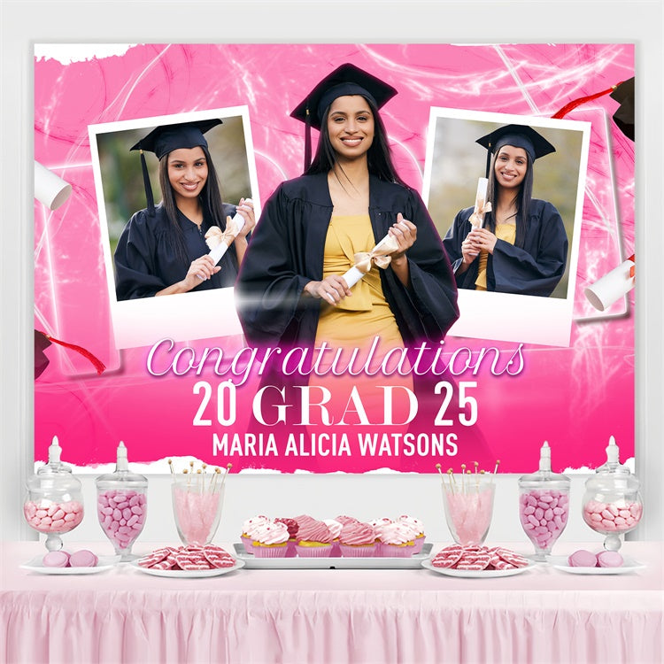 Toile de fond de diplômé Étincelle Rose Personnalisée BRP4-162