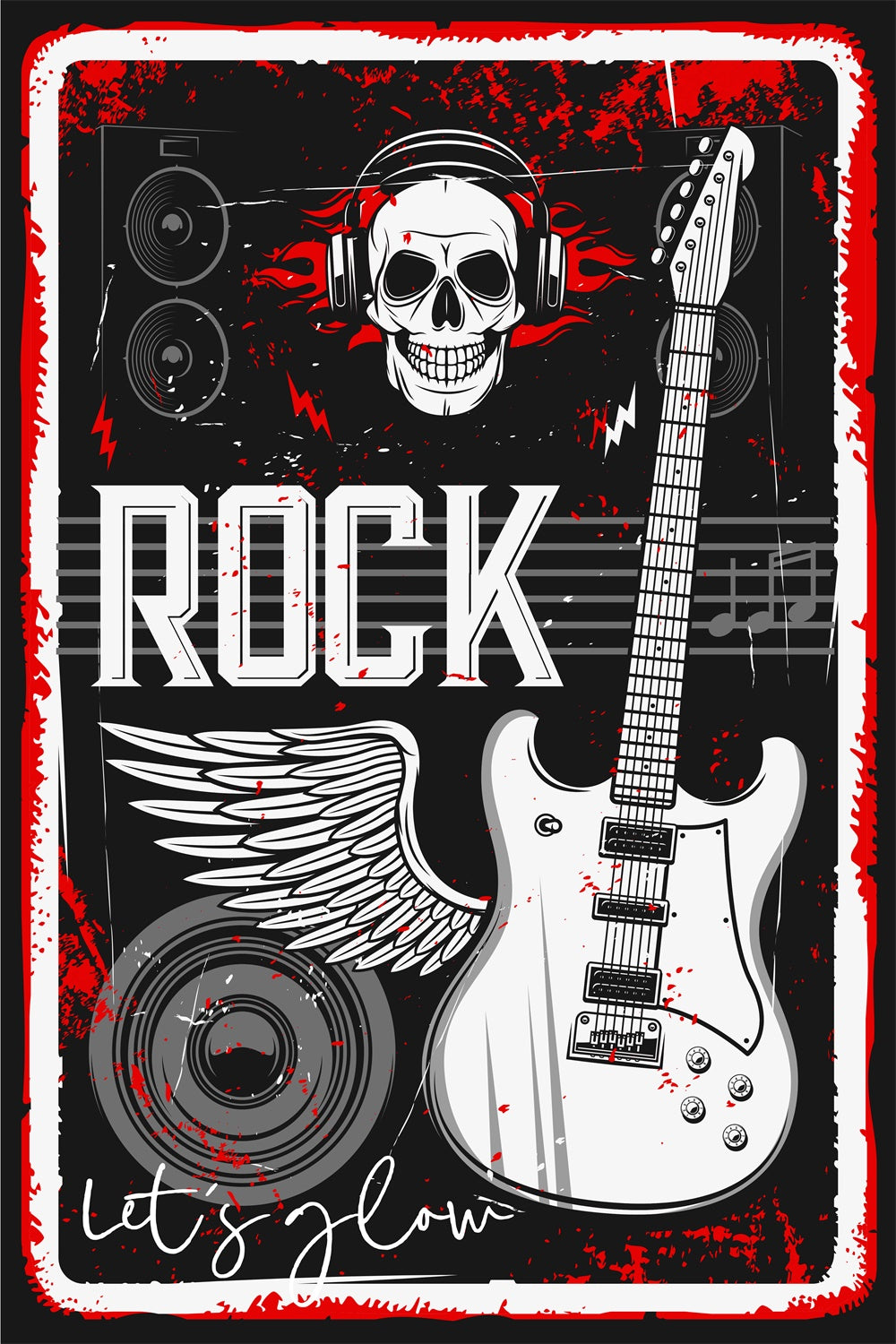 Toile de fond Fête Dansante Personnalisable Vibes Rock Guitare Électrique BRP4-202