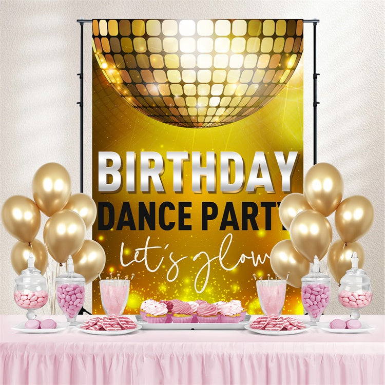 Toile de fond Danse Personnalisable Boule Miroir Dorée Anniversaire Brillant BRP4-218