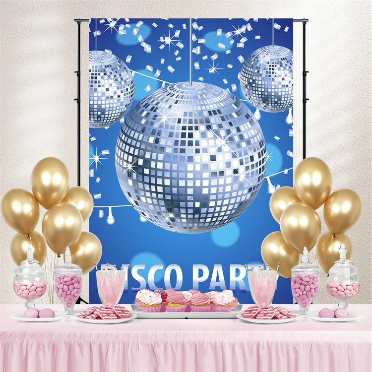 Toile de fond Danse Personnalisable Idées Disco Argentée Confettis Bleus BRP4-220