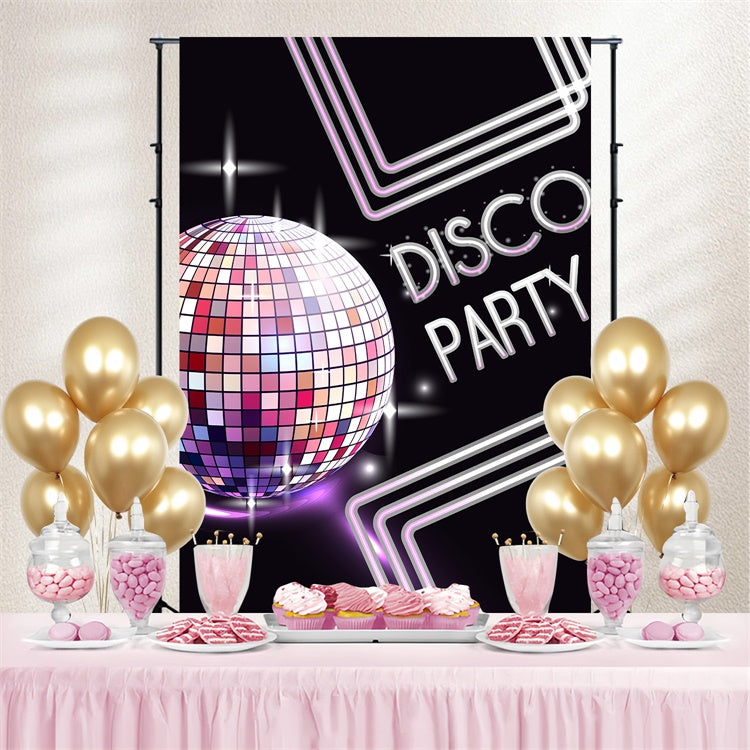 Toile de fond Photo Danse Personnalisable Boule Disco Lignes Néon BRP4-222