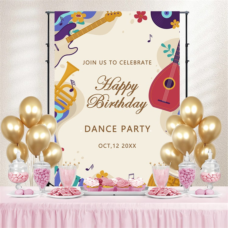 Toile de fond Danse Personnalisable Dessin Animé Thème Musique Anniversaire BRP4-225