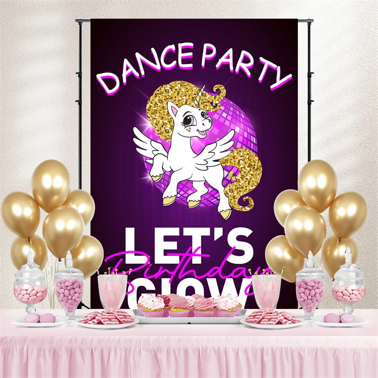 Toile de fond Danse Fête Personnalisable Disco Licorne Scintillante BRP4-231