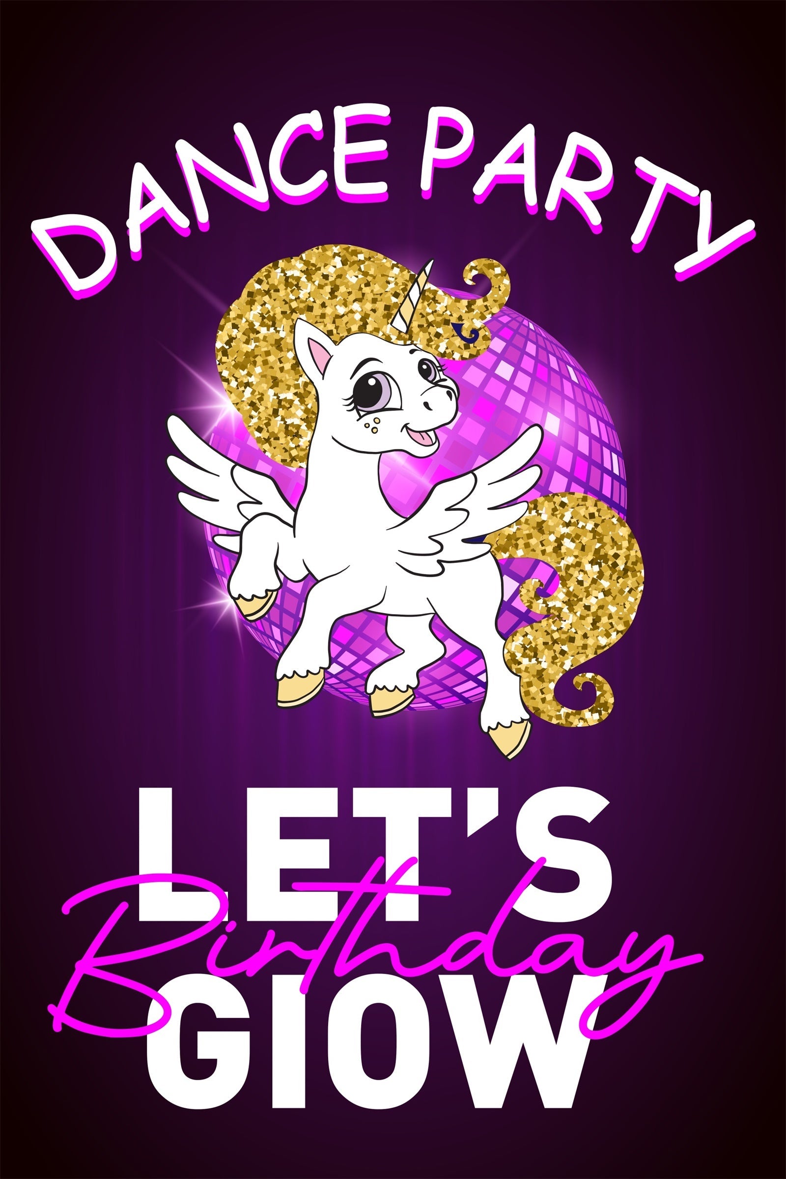 Toile de fond Danse Fête Personnalisable Disco Licorne Scintillante BRP4-231