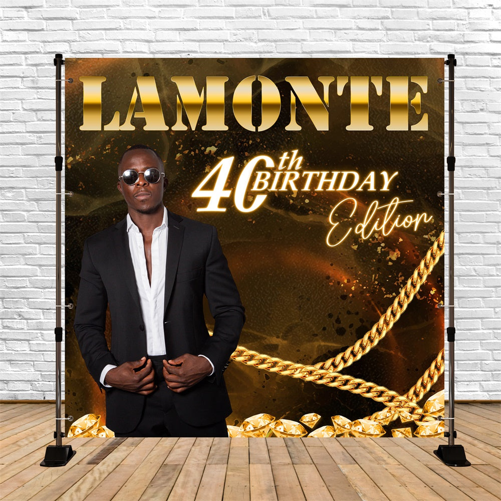 Toile de fond Photo Anniversaire Personnalisable Glamour Doré Anniversaire 40e BRP5-109