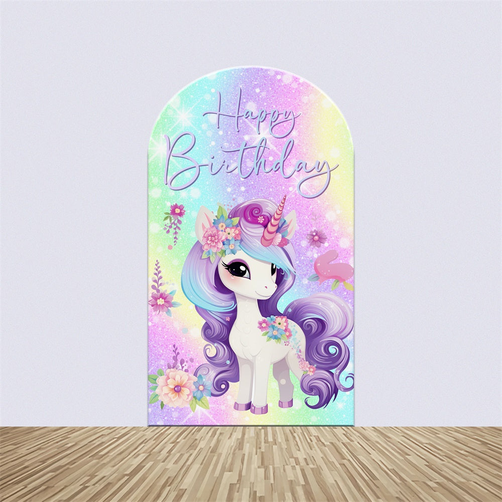 Kit de Toile de fond Arch Personnalisable Idées Anniversaire Licorne Magique Florale BRP5-112