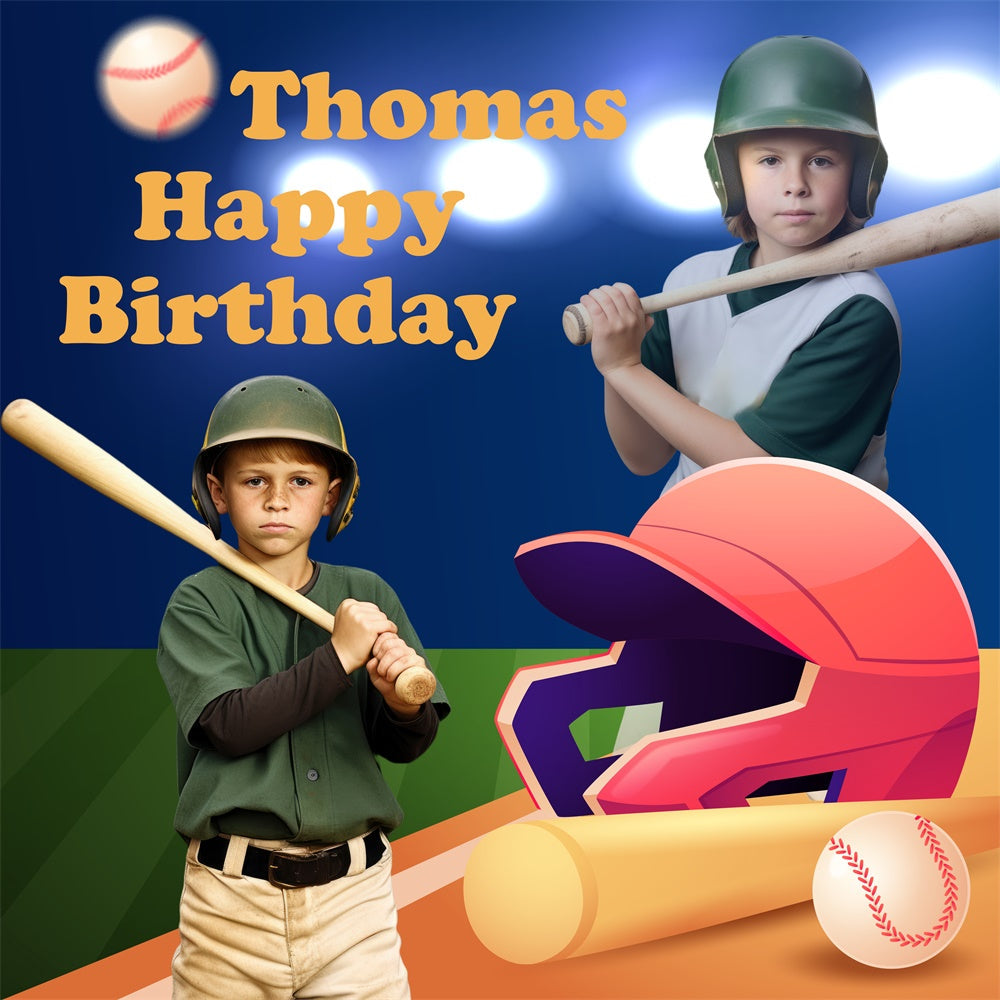 Toile de fond Anniversaire Personnalisable Terrain de Baseball Fête BRP5-114