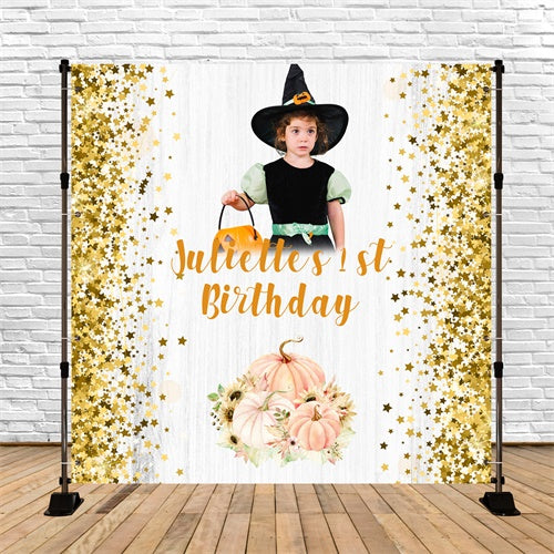 Toile de fond Anniversaire Personnalisé Halloween,Anniversaire Halloween Enchanté Brillant 1er BRP5-117