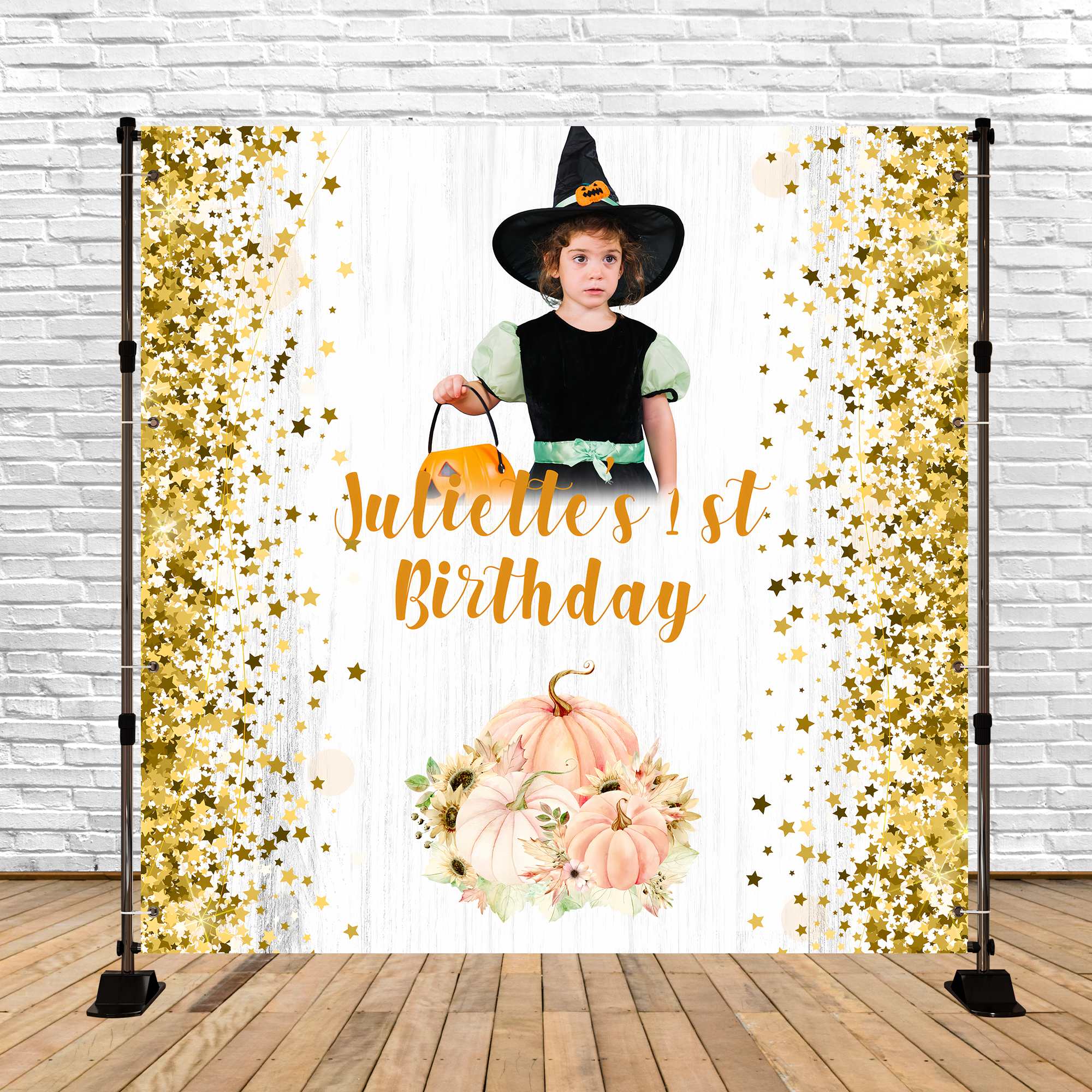 Toile de fond Anniversaire Personnalisé Halloween,Anniversaire Halloween Enchanté Brillant 1er BRP5-117