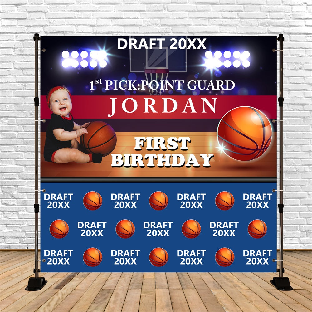 Toile de fond Personnalisable Anniversaire Basket Ball Éclatant 1er BRP5-118