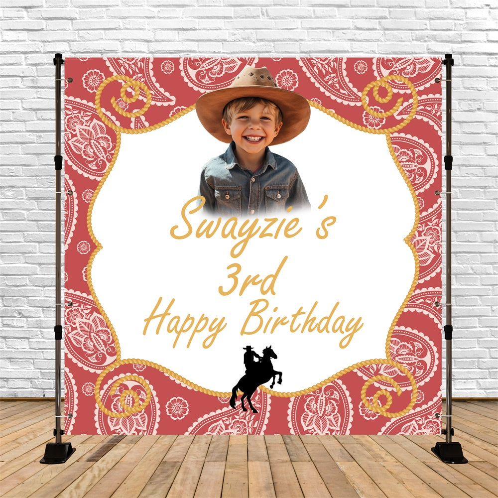 Toile de fond Deco Anniversaire Personnalisé Aventure Western 3e BRP5-119