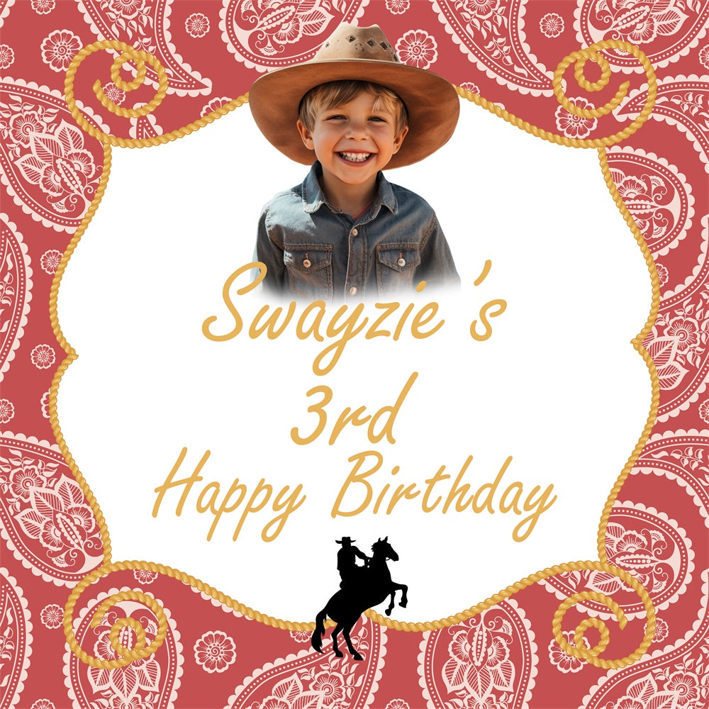Toile de fond Deco Anniversaire Personnalisé Aventure Western 3e BRP5-119