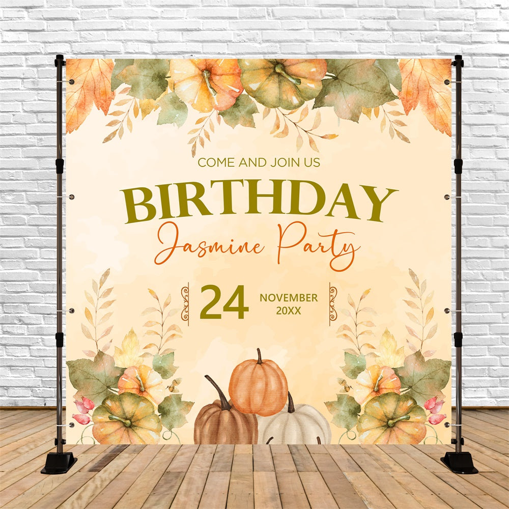 Toile de fond Deco Anniversaire Personnalisé Fête Citrouilles d’Automne BRP5-146