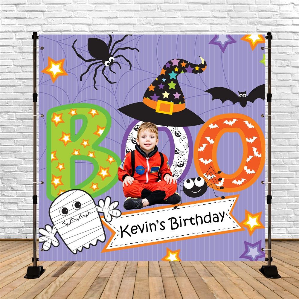 Toile de fond Photo Anniversaire Personnalisable Halloween,Anniversaire Halloween Étoilé et Fantômes BRP5-148